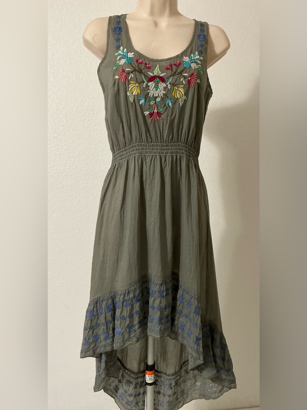 3J Workshop Johnny Was Embroidered Hi Low Midi Dress Small NWT